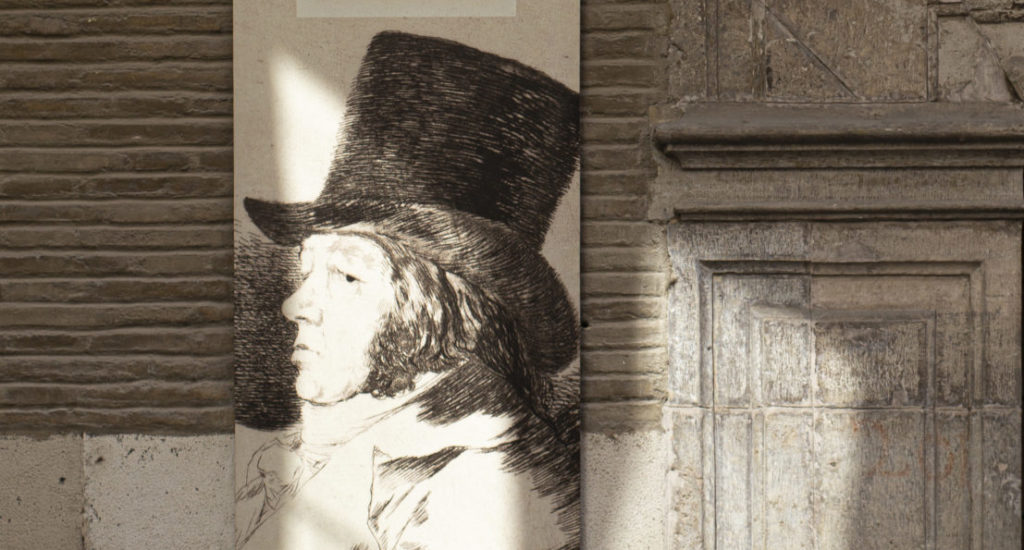 Imagen de Goya en la entrada del Museo de Goya - Colección Ibercaja - Museo Camón Aznar.