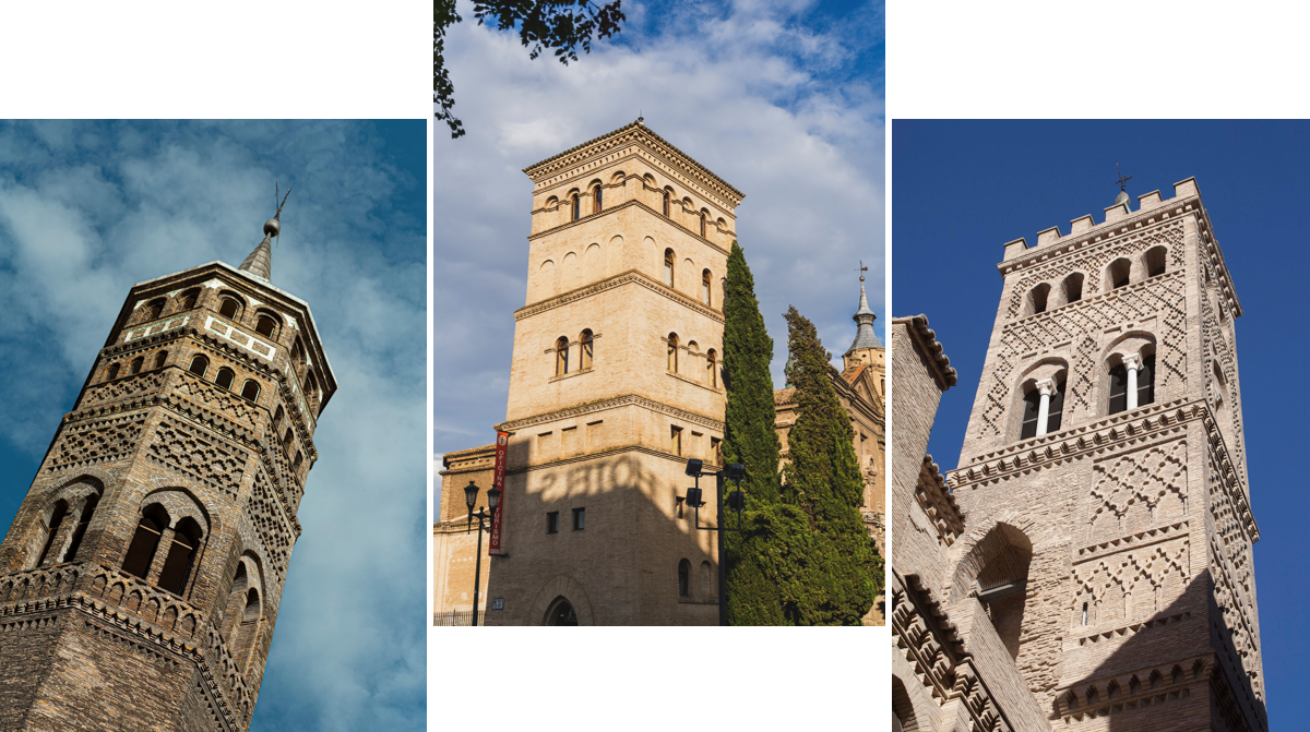 Tres torres de iglesias mudéjares_ San Pablo, la Zuda y san Gil